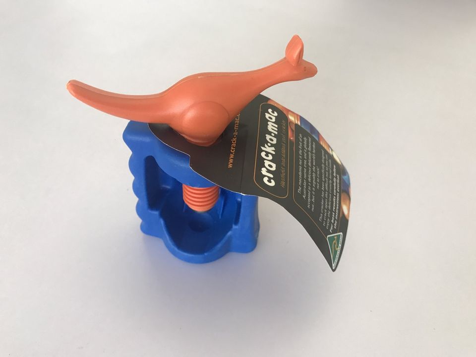 The Crack-A-Mac nut cracker in its packaging